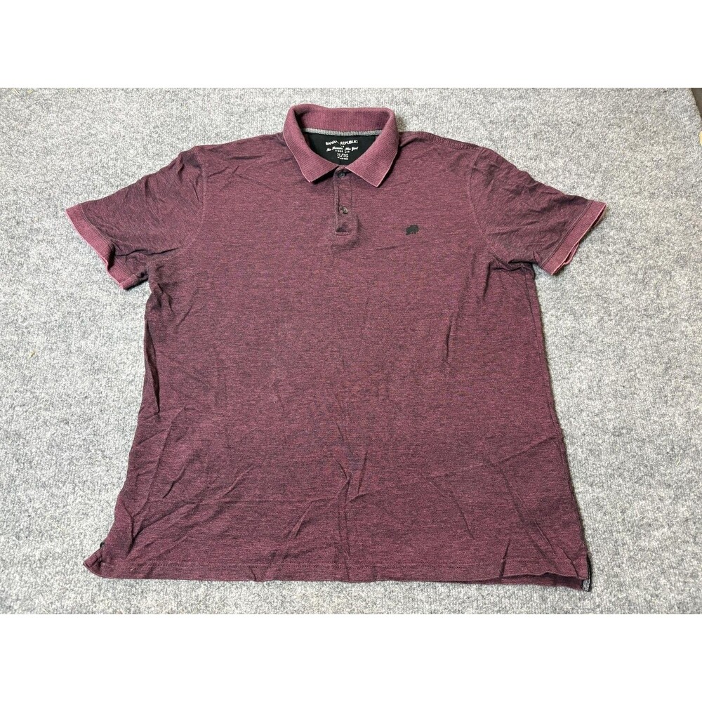 Banana Republic Polo Shirt Mens XL Purple 100% Cotton Heather Knit Logo Casual